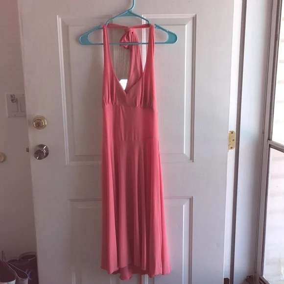 VENUS | Dresses | New Womens Vintage Venus Halter Dress Peach Coral Flowy  Tie Up Back Medium | Poshmark